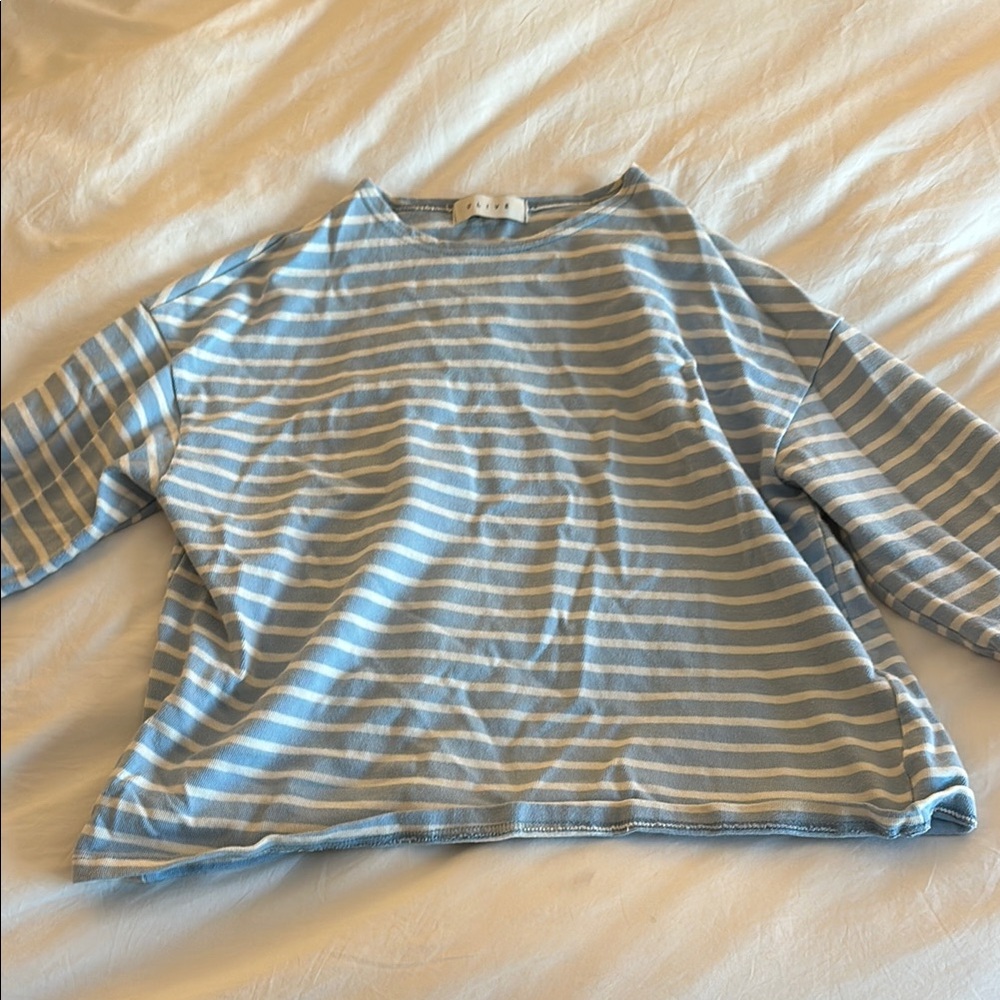 OLIVE LA Blue and White Striped Long Sleeve Top